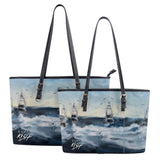 Deep Sea Fishing Leather Tote Bag