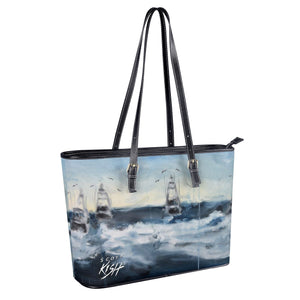 Deep Sea Fishing Leather Tote Bag