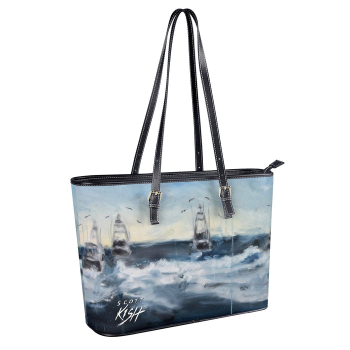 Deep Sea Fishing Leather Tote Bag