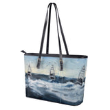 Deep Sea Fishing Leather Tote Bag