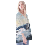Women's Deep Sea Fishing Puff Sleeve Blouse