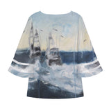 Women's Deep Sea Fishing Puff Sleeve Blouse