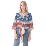 Women‘s’ American Flag V-neck Front Tie Blouse