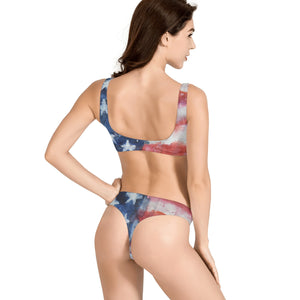 American Flag Bikini with Tie Front