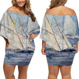 Women's Sailing Off-The-Shoulder Scarf Dress