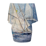Women's Sailing Off-The-Shoulder Scarf Dress