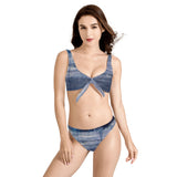 Women's Abstract Blue Bow Front Bikini