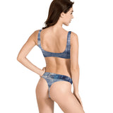 Women's Abstract Blue Bow Front Bikini