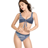 Women's Abstract Blue Bow Front Bikini