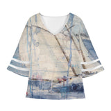 Women's Sailing Puff Sleeve Blouse