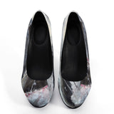 leather high heel shoes