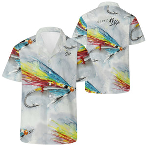 Men's Fishing Hawaiian Shirt - Silver Doctor Hairwing Fly