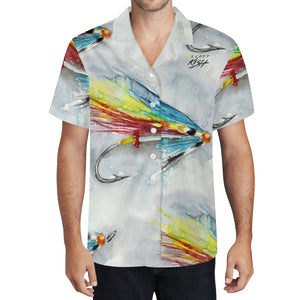 Men's Fishing Hawaiian Shirt - Silver Doctor Hairwing Fly