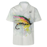 Men's Fishing Hawaiian Shirt - Yellow Bundle Hairwing Streamer Fly