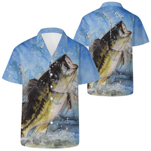 Men's Fishing Hawaiian Shirt - Largemouth Bass
