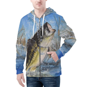 Men's Heavy Fishing Zip Hoodie - Largemouth Bass
