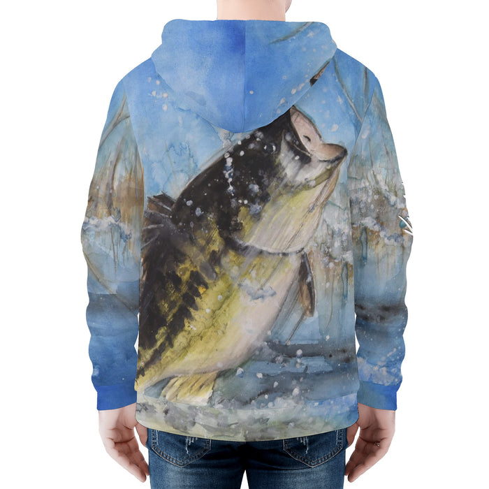 Men's Heavy Fishing Zip Hoodie - Largemouth Bass