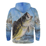 Men's Heavy Fishing Zip Hoodie - Largemouth Bass
