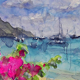 Bequia painting sailboats ocean beach