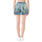 women's shorts with surfer pattern