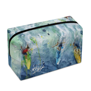 large cosmetics bag with surfing design