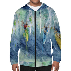 men's surfing zippered hoodie