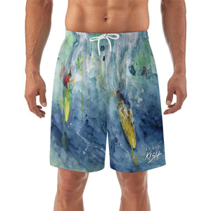 men's lightweight beach shorts with surfing design