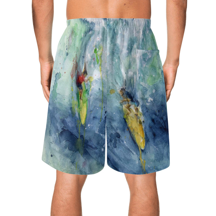 men's lightweight beach shorts with surfing design - back view