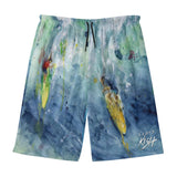 Scott Kish brand men's lightweight bathing shorts with surfing design