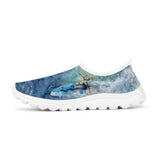 surfer design on men's running shoes