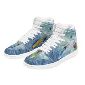 Men's High Top Skateboard Sneakers - Surfing Design