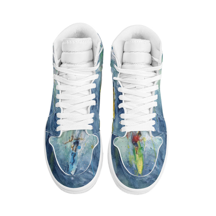 Men's High Top Skateboard Sneakers - Surfing Design