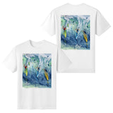 women's white surfing t-shirt by Scott Kish