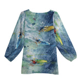 women's long sleeve surfing chiffon blouse - back