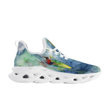 white ladies athletic shoes with surfing design