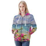 ladies zipper hoodie with Caribbean print