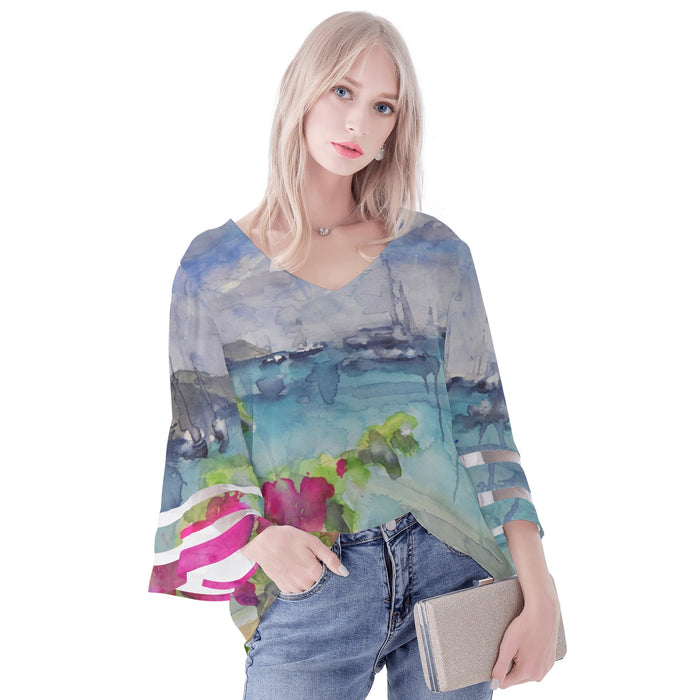 tropical long sleeve blouse