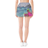 back of shorts with caribbean print