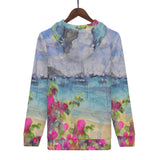 sailboats and flowers zip hoodie for ladies