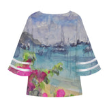 flowers and sailboats blouse