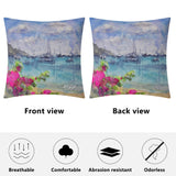 double sided throw pillow with sailboats