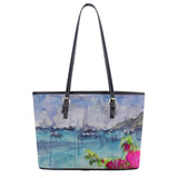 tote bag with ocean and flowers