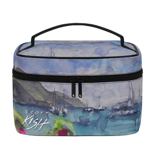 large cosmetics bag with caribbean print