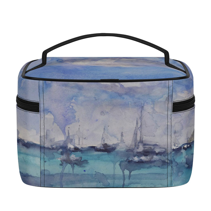 large cosmetics bag with sailboats
