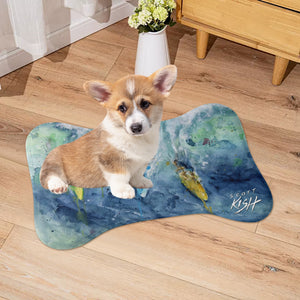 dog rug with surfing design by Scott Kish