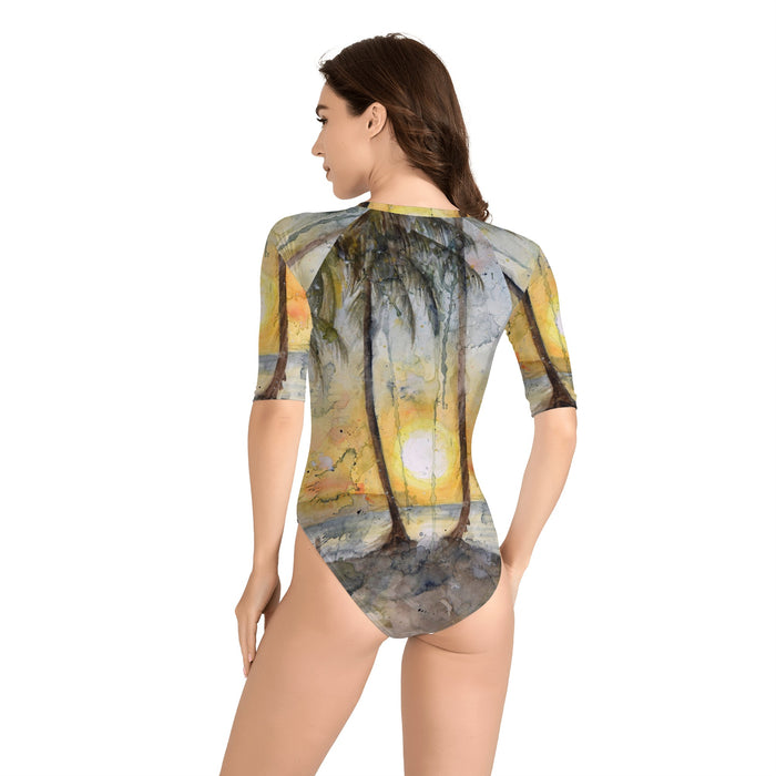 Women's Sunset Long Sleeve One Piece Swimsuit