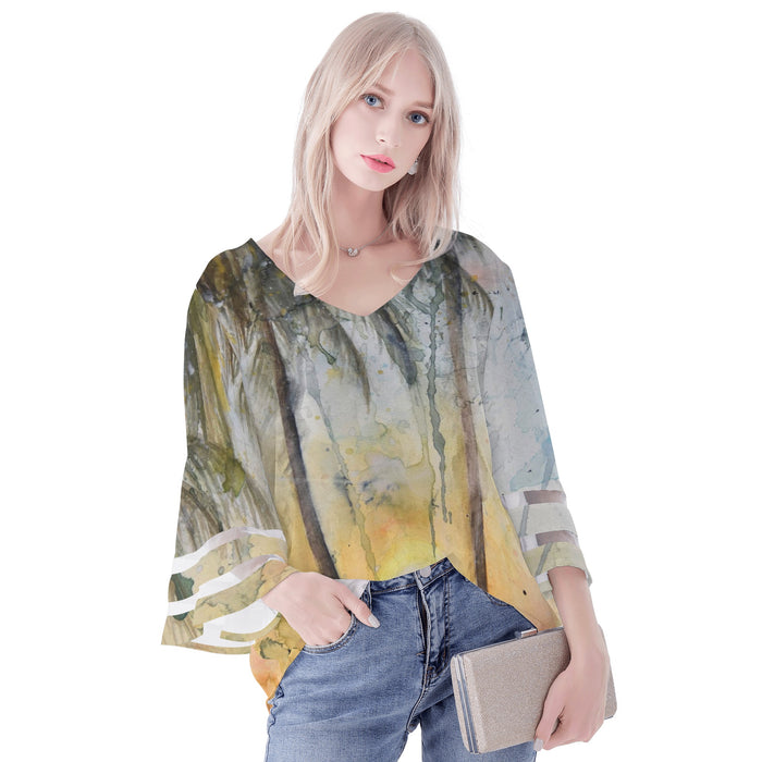 Women's Puff Sleeve Sunset Blouse