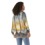 Women's Long-Sleeve Sunset Chiffon Blouse