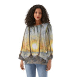 Women's Long-Sleeve Sunset Chiffon Blouse