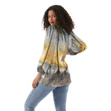 Women's Long-Sleeve Sunset Chiffon Blouse
